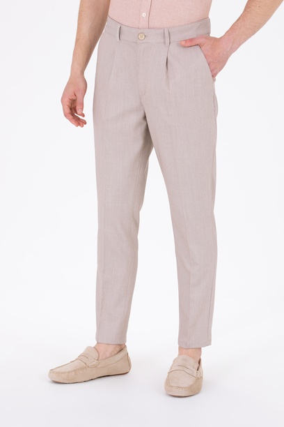 Erkek Carrot Fit Camel Kanvas Pantolon