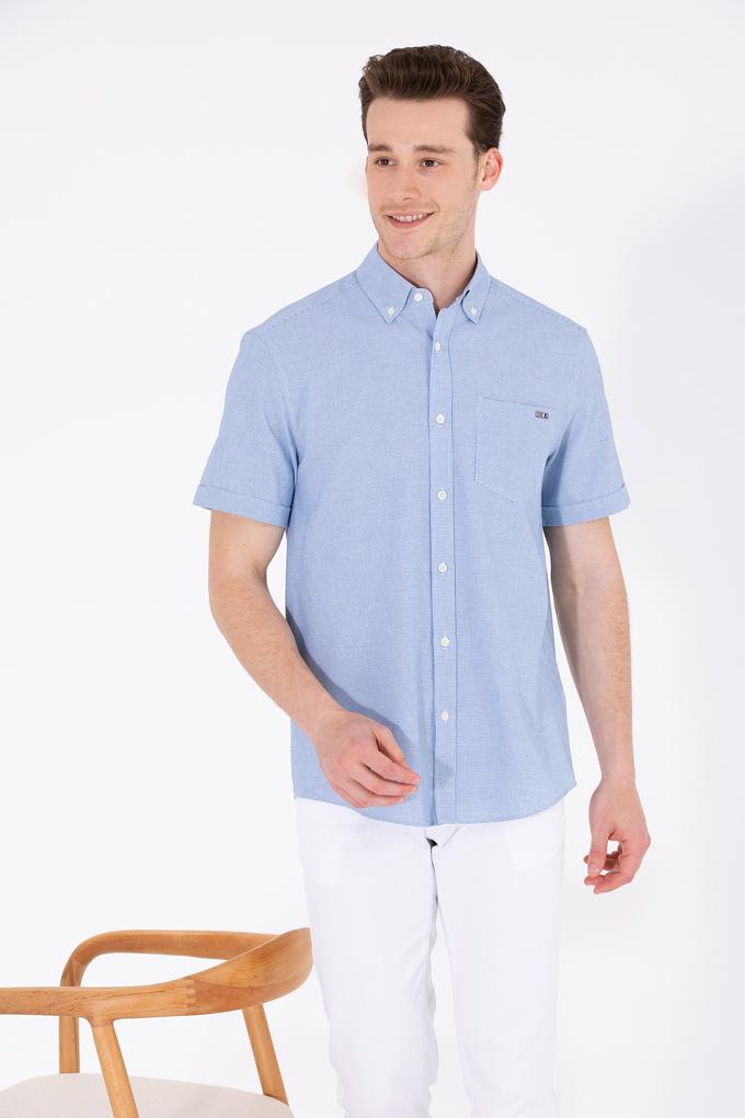 Erkek Saks Kısa Kollu Gömlek