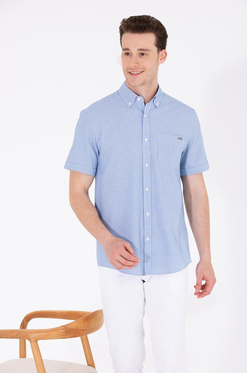 Erkek Saks Kısa Kollu Gömlek