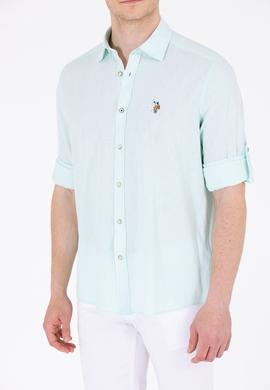 Erkek Su Yeşili Uzun Kollu Basic Gömlek - 50262880105