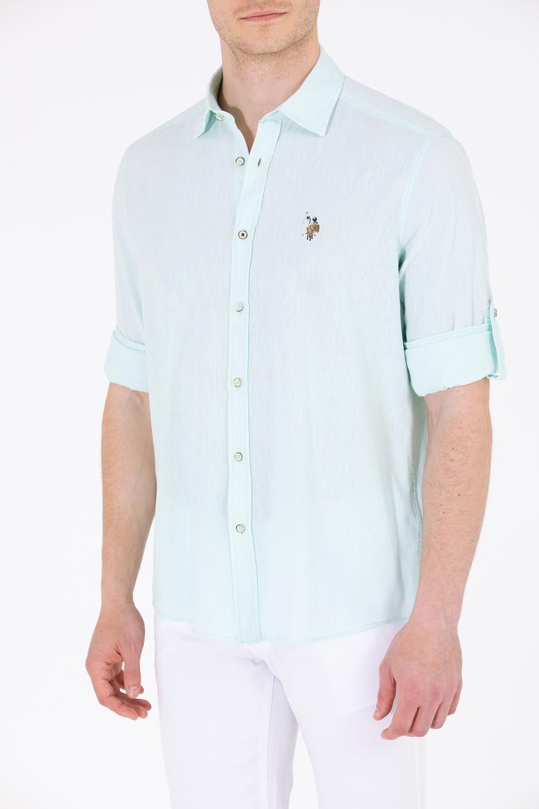 Erkek Su Yeşili Uzun Kollu Basic Gömlek - 50262880105