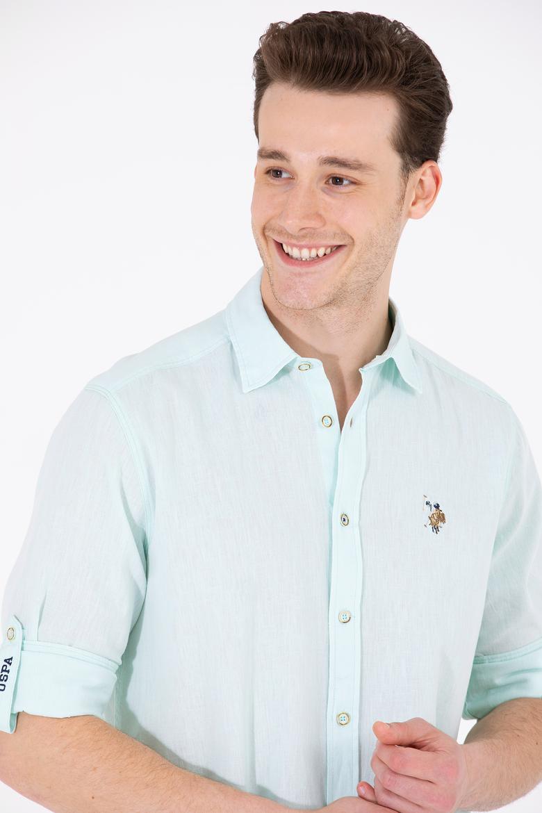 Erkek Su Yeşili Uzun Kollu Basic Gömlek - 50262880105