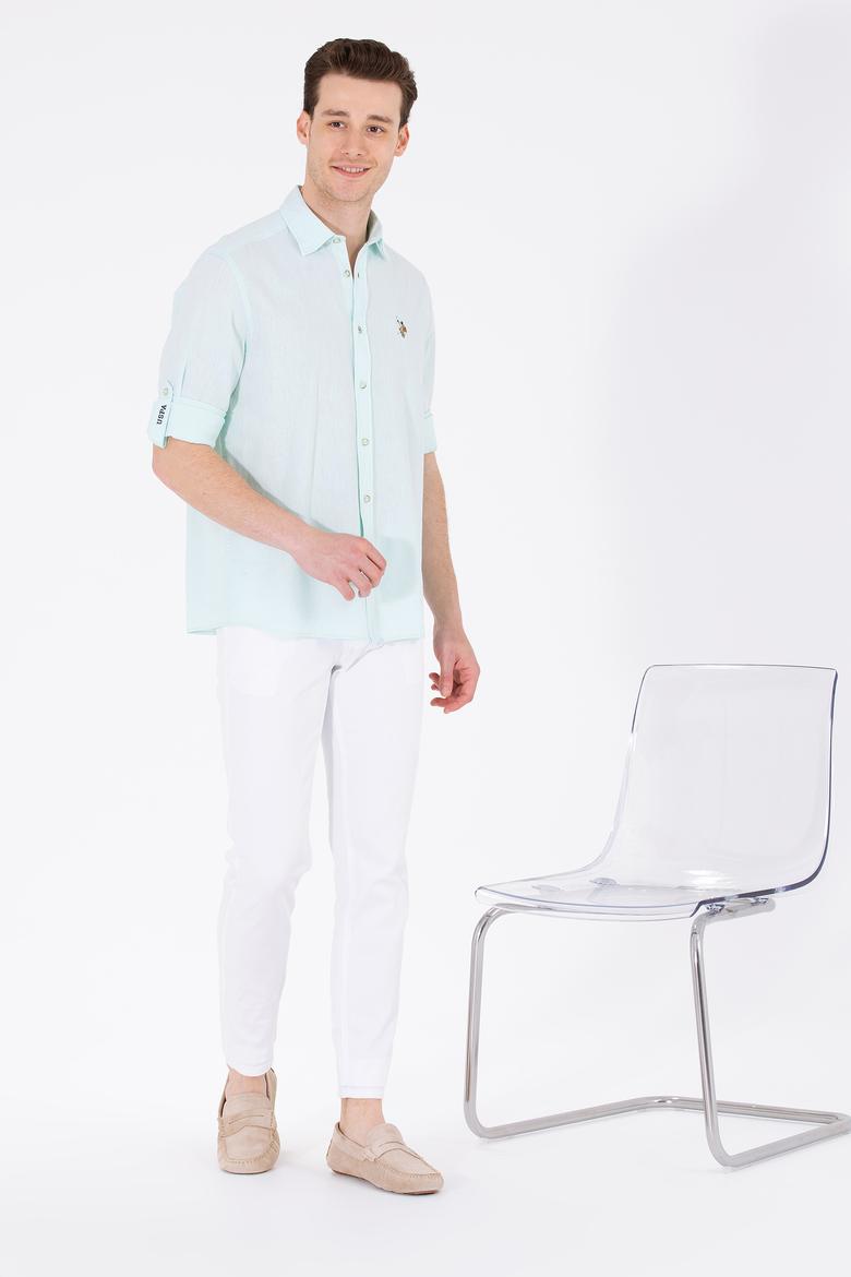 Erkek Su Yeşili Uzun Kollu Basic Gömlek - 50262880105