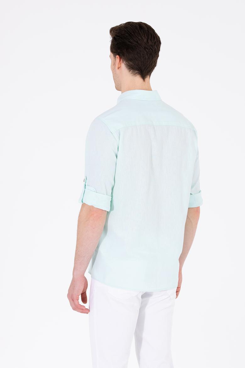 Erkek Su Yeşili Uzun Kollu Basic Gömlek - 50262880105