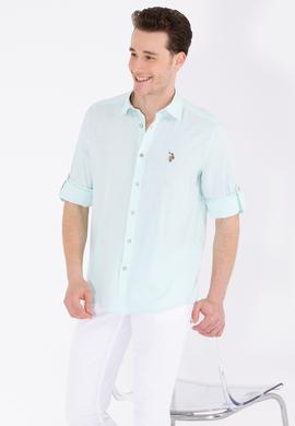 Erkek Su Yeşili Uzun Kollu Basic Gömlek - 50262880105