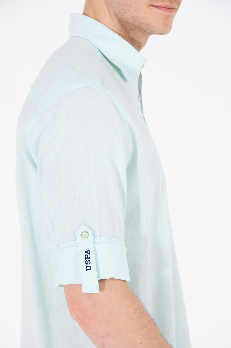 Erkek Su Yeşili Uzun Kollu Basic Gömlek