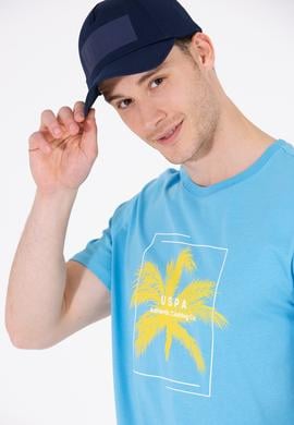 Erkek Turkuaz Bisiklet Yaka Tişört - 50263390036