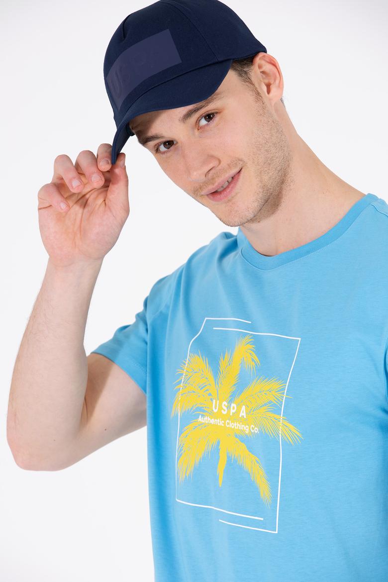 Erkek Turkuaz Bisiklet Yaka Tişört - 50263390036