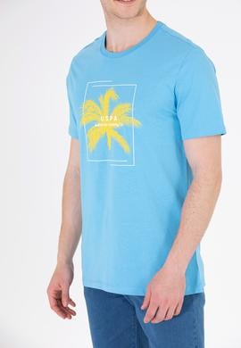 Erkek Turkuaz Bisiklet Yaka Tişört - 50263390036