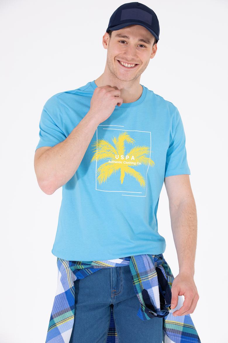 Erkek Turkuaz Bisiklet Yaka Tişört - 50263390036