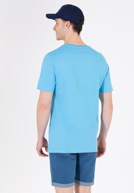 Erkek Turkuaz Bisiklet Yaka Tişört - 50263390036