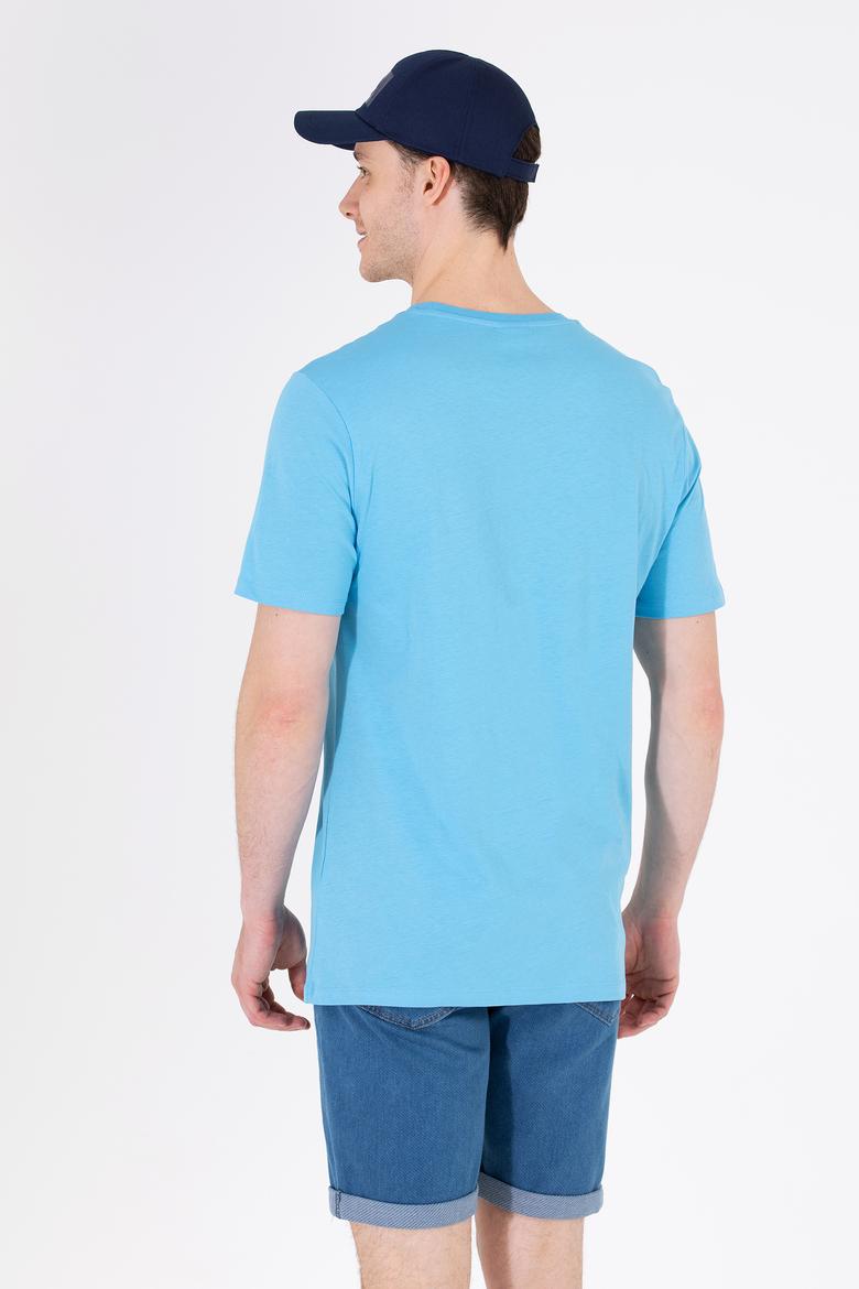 Erkek Turkuaz Bisiklet Yaka Tişört - 50263390036