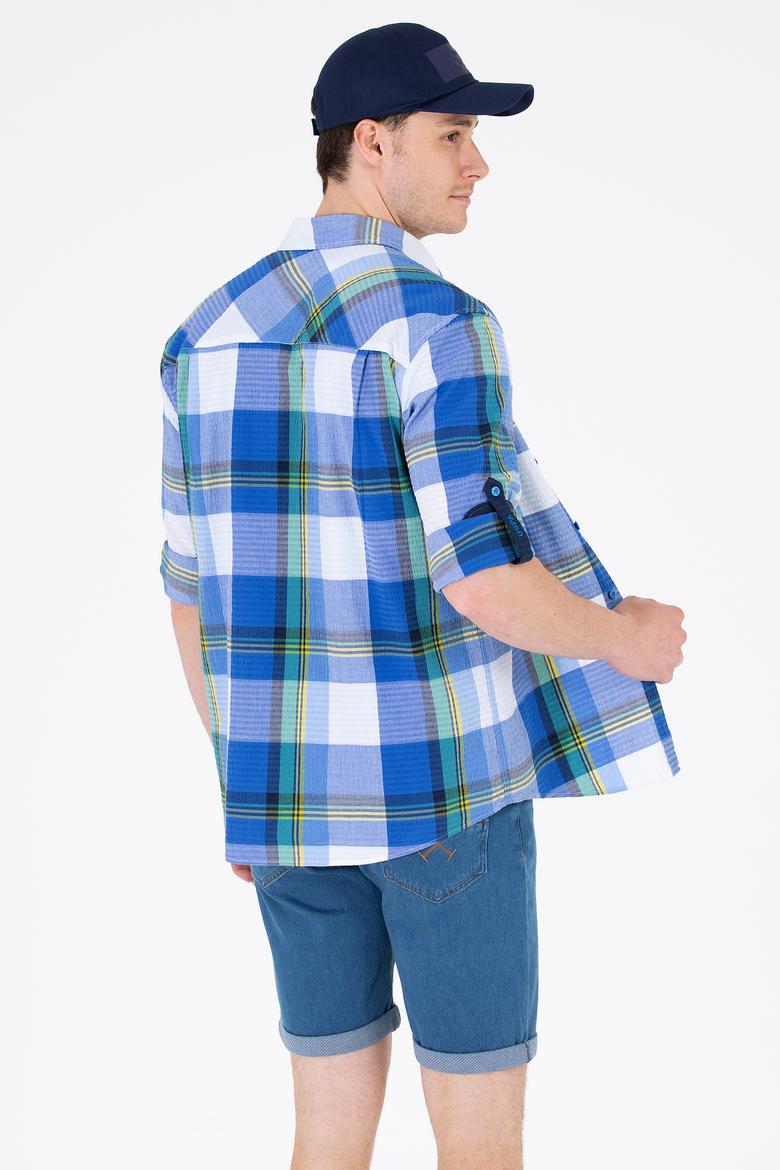 Erkek Ekoseli Saks Gömlek - 50264095014