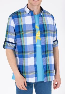 Erkek Ekoseli Saks Gömlek - 50264095014