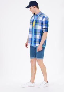 Erkek Ekoseli Saks Gömlek - 50264095014