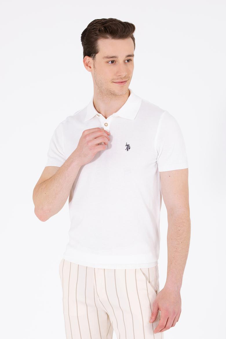 Erkek Ekru Polo Yaka Triko Kazak