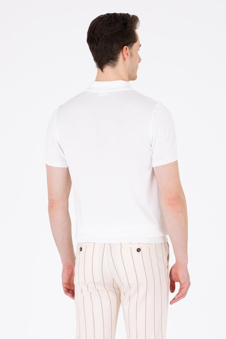 Erkek Ekru Polo Yaka Triko Kazak - 50264628005