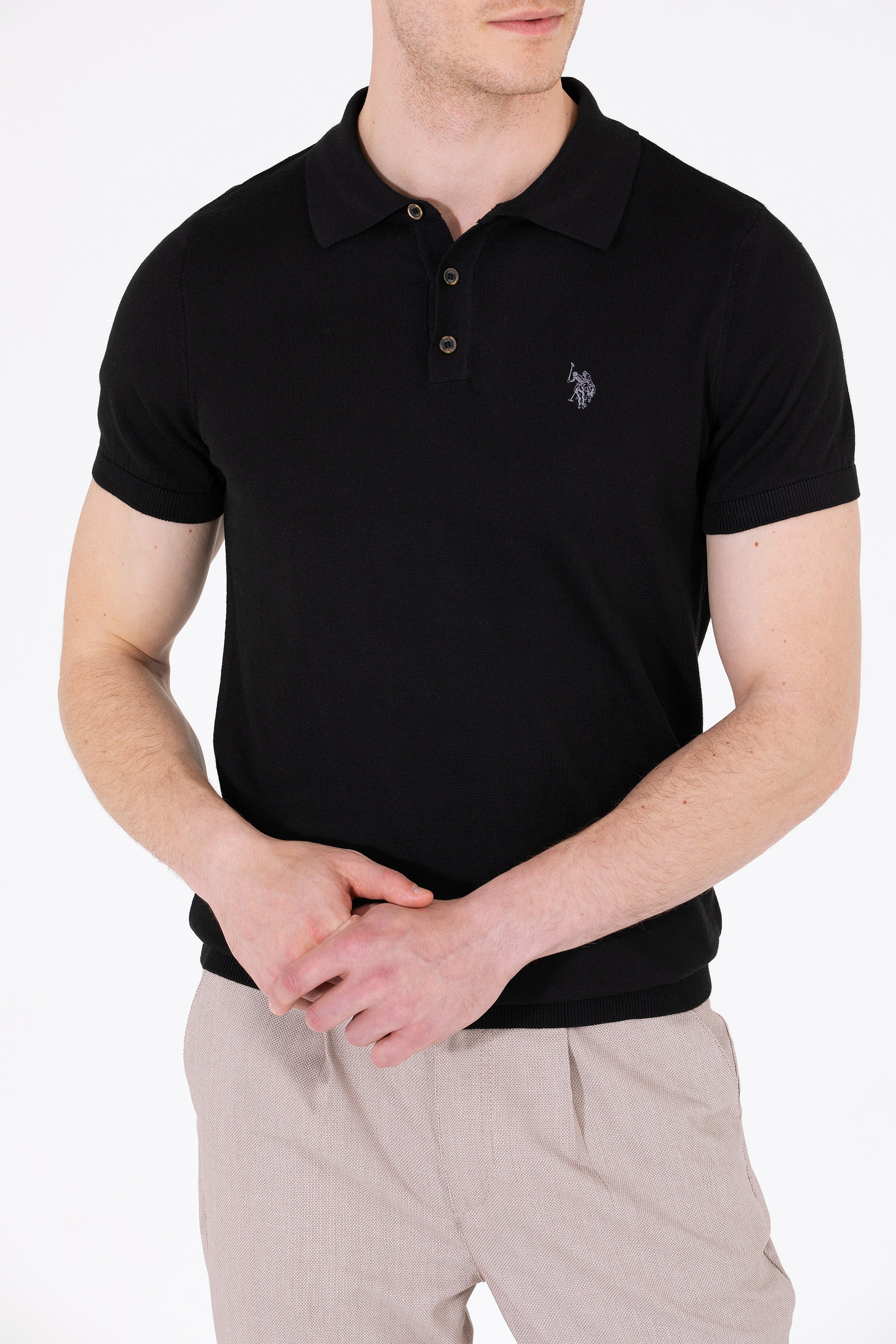 Erkek Siyah Polo Yaka Triko Kazak