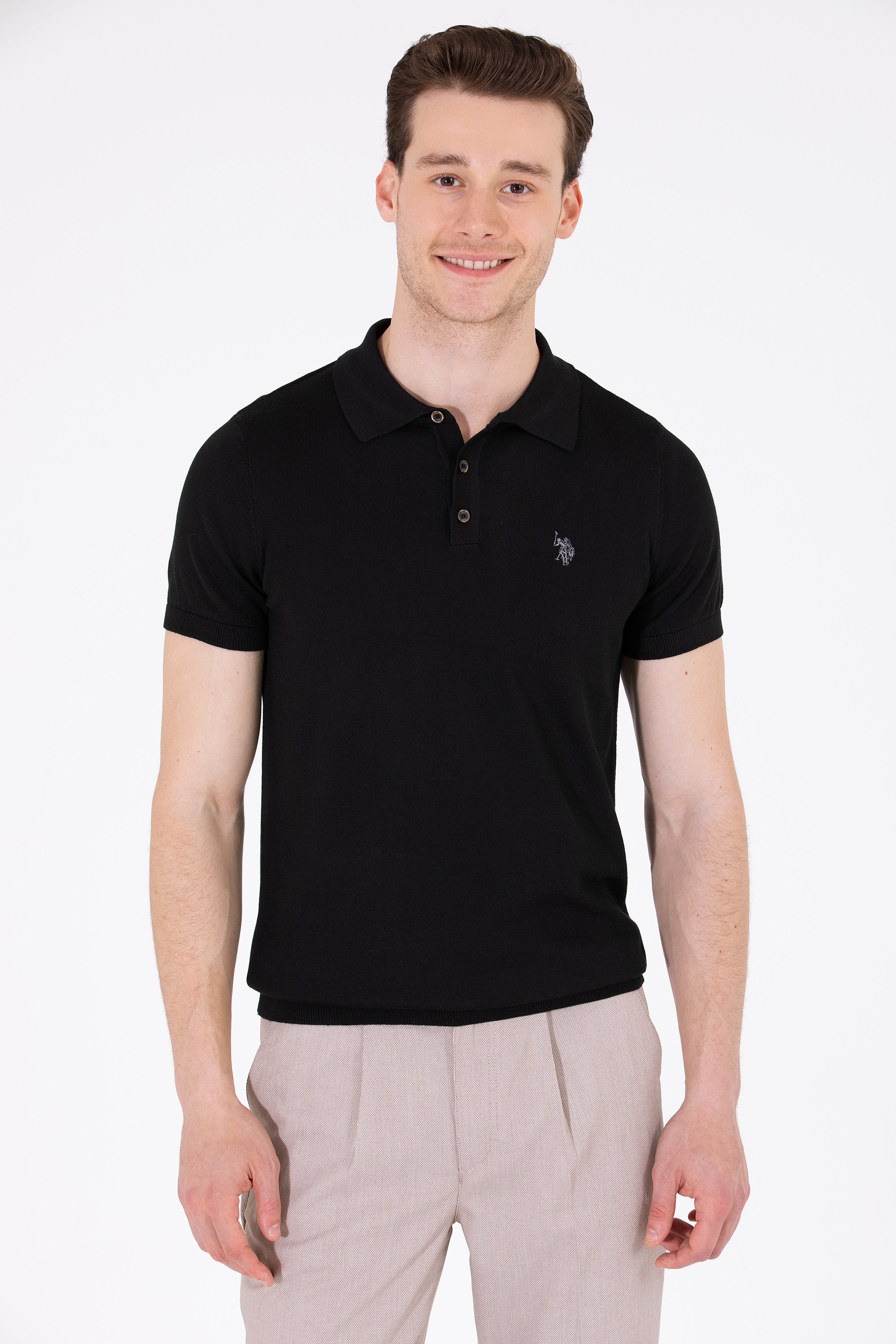 Erkek Siyah Polo Yaka Triko Kazak