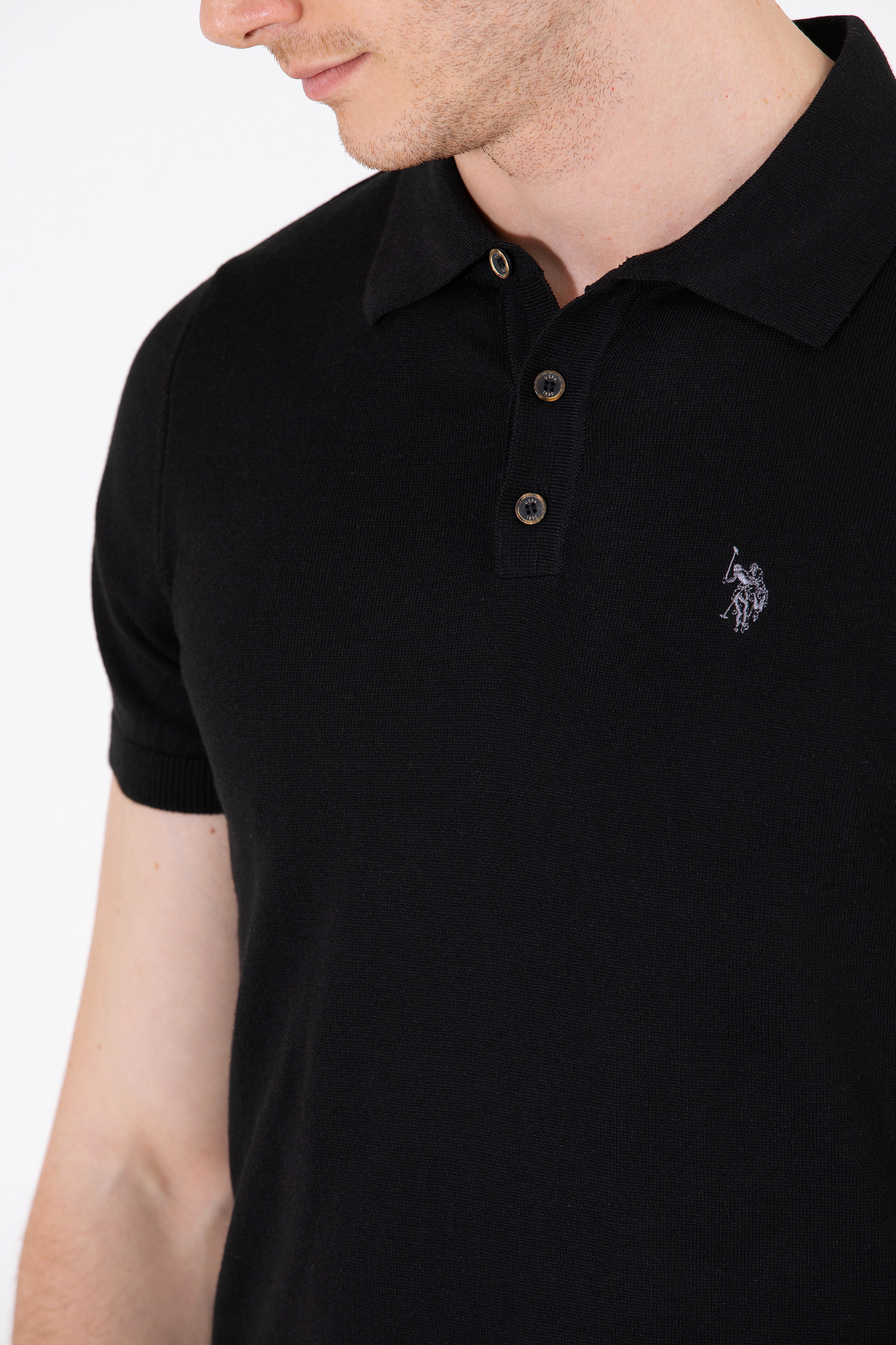Erkek Siyah Polo Yaka Triko Kazak - Image 7