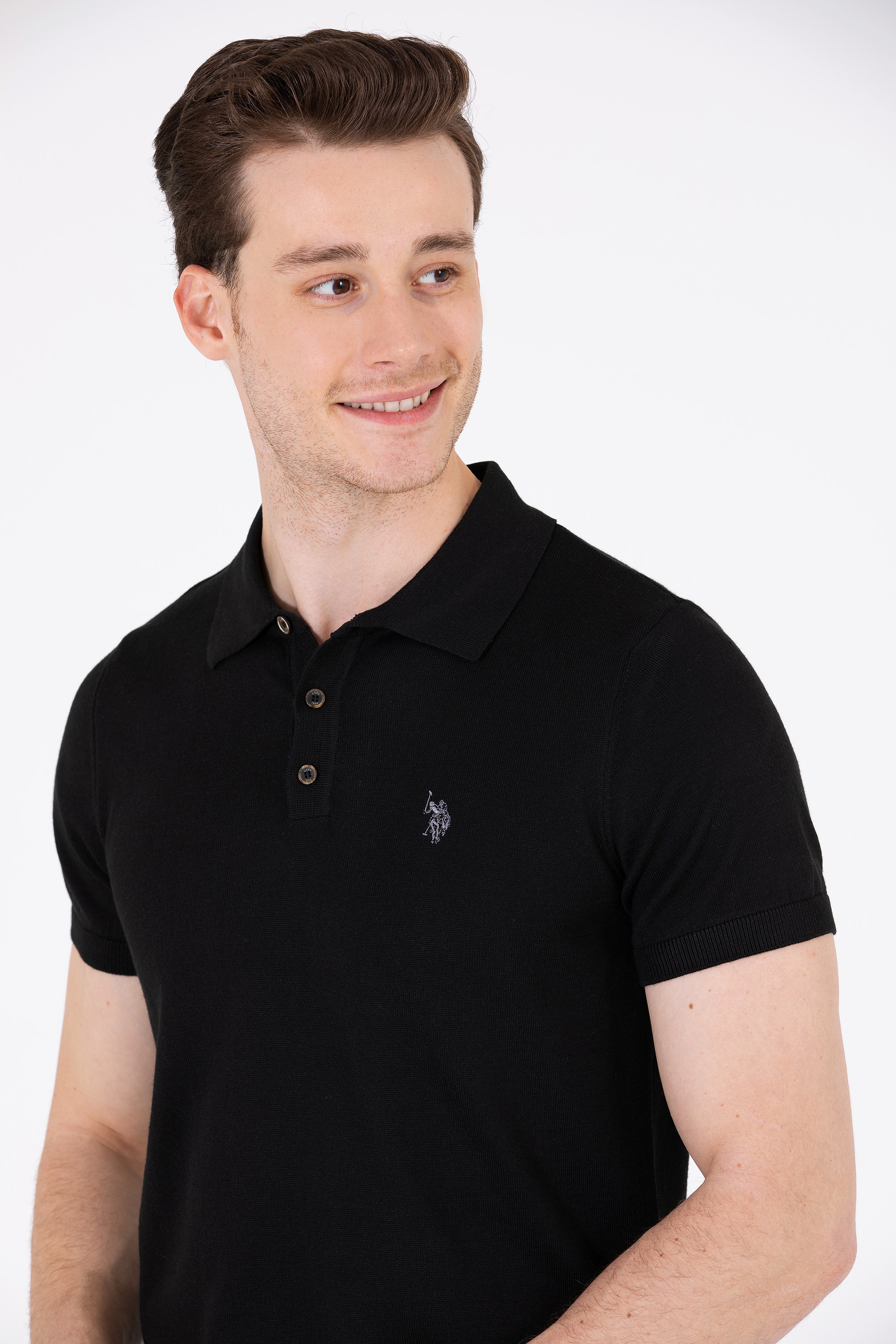 Erkek Siyah Polo Yaka Triko Kazak - Image 3