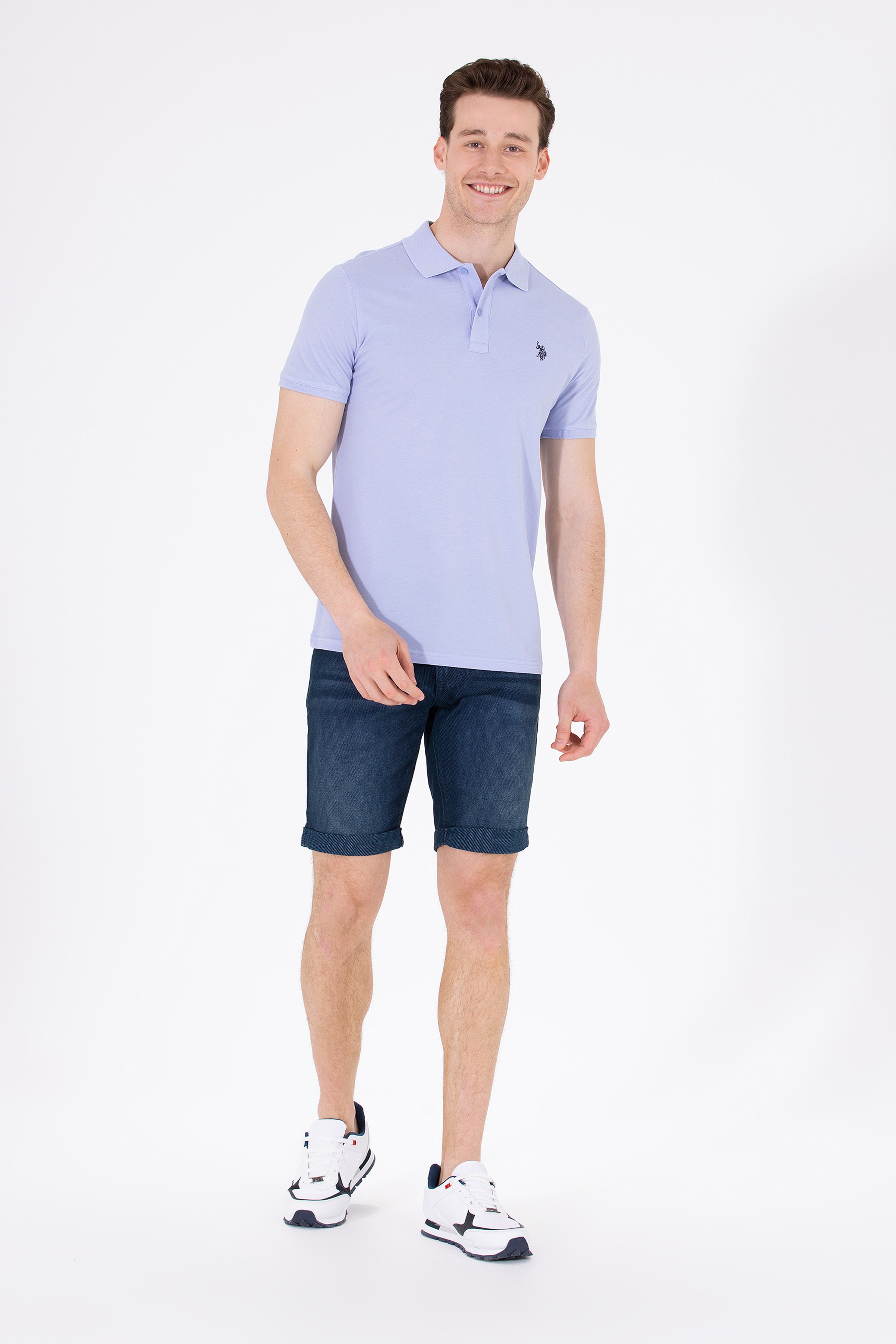 Erkek Mavi Basic Polo Yaka Tişört - Image 4