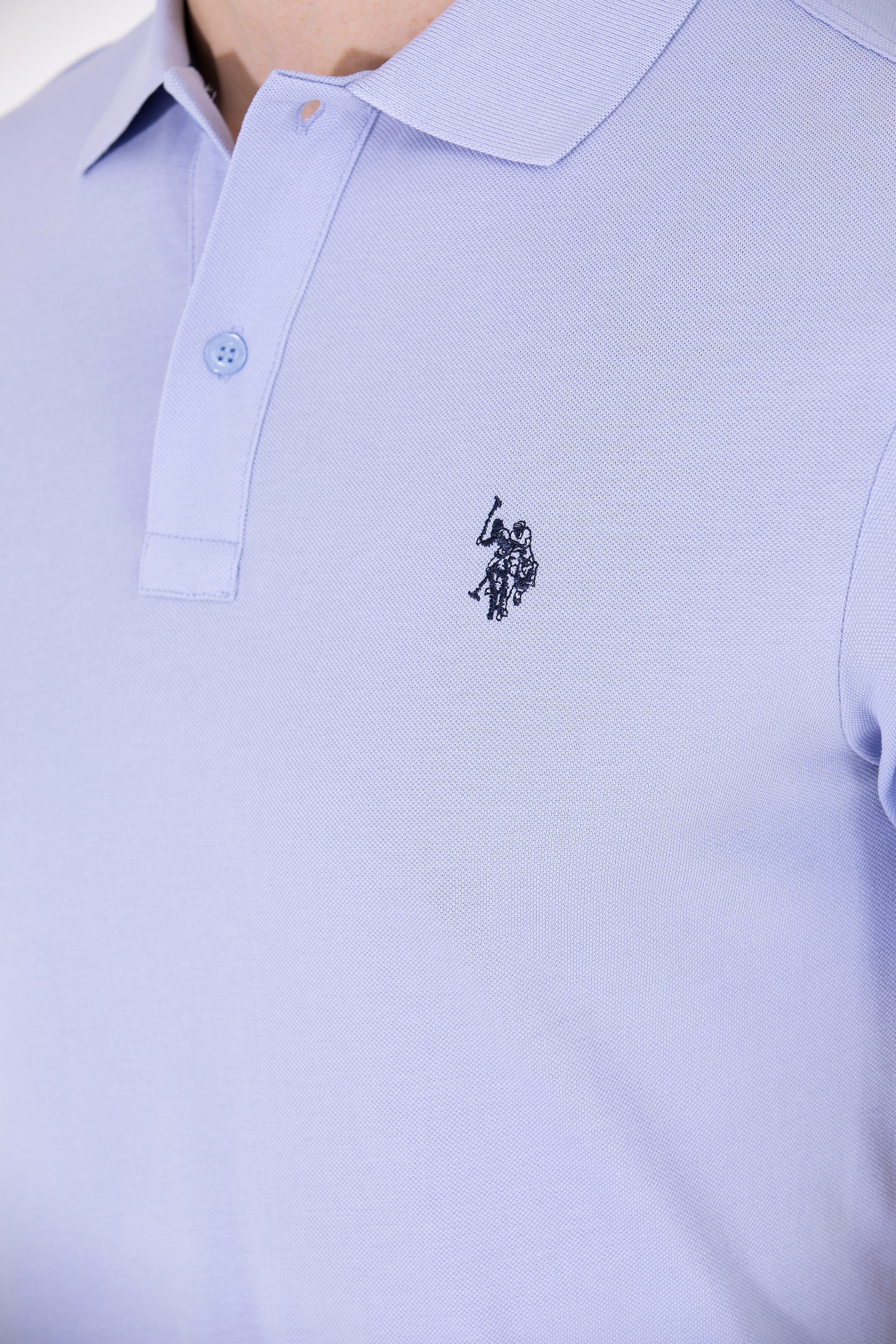 Erkek Mavi Basic Polo Yaka Tişört - Image 7