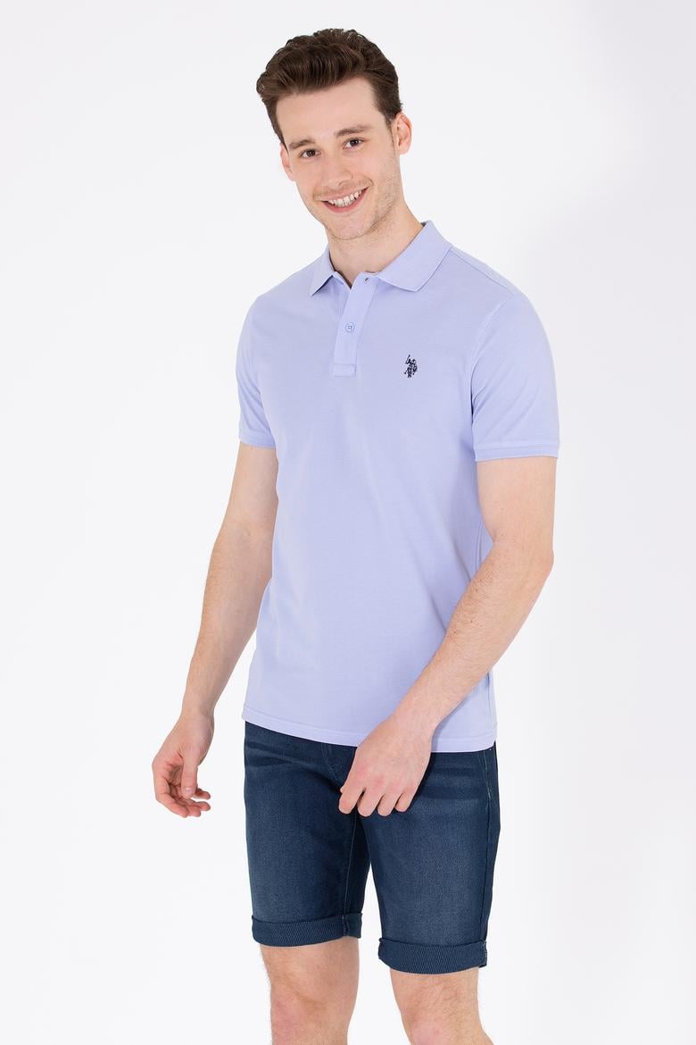 Erkek Mavi Basic Polo Yaka Tişört