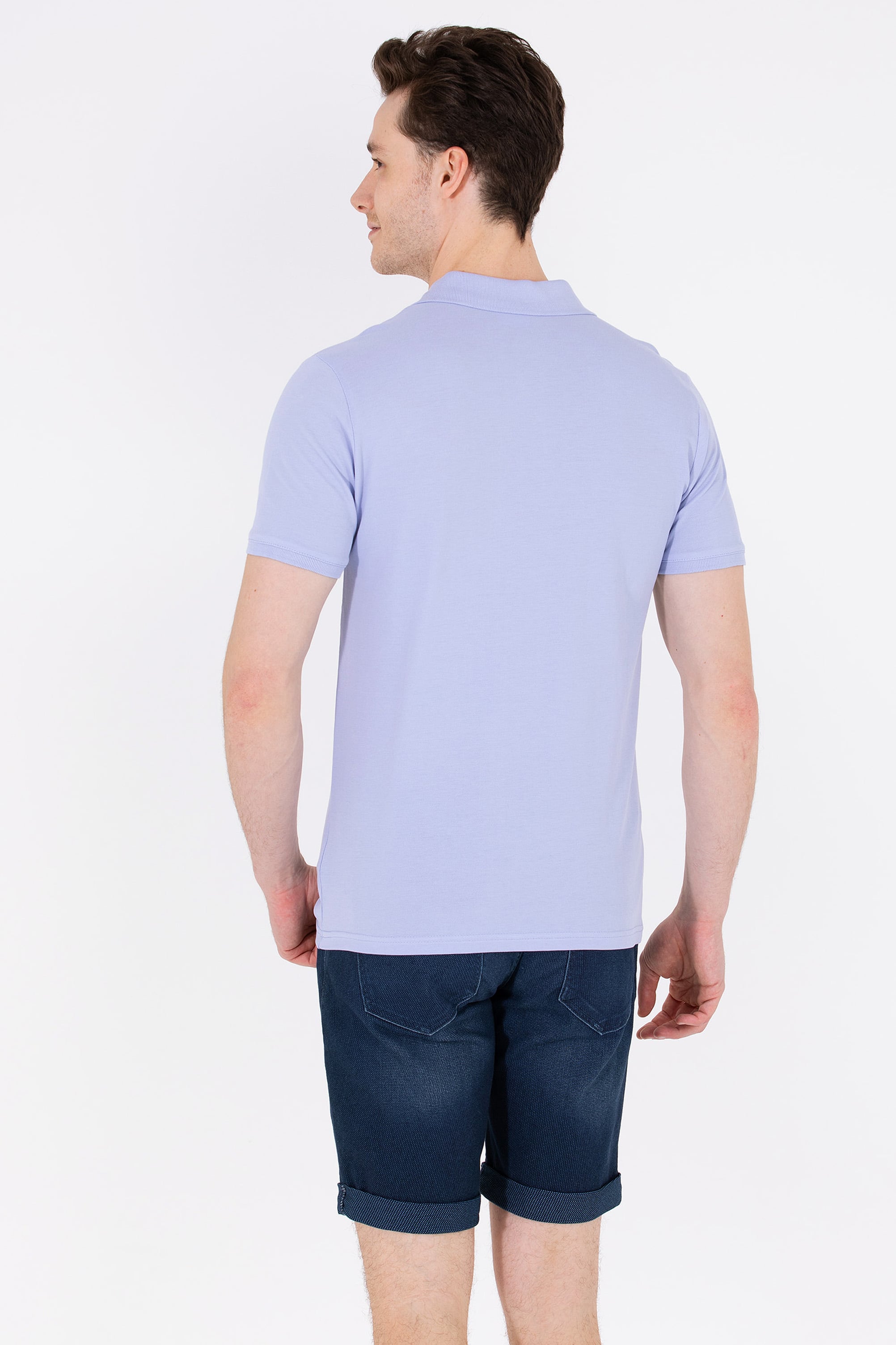 Erkek Mavi Basic Polo Yaka Tişört