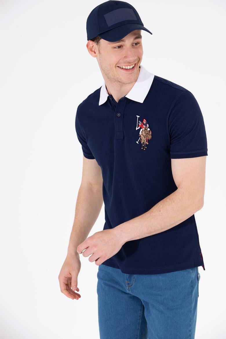 Erkek Lacivert Polo Yaka Basic T-Shirt