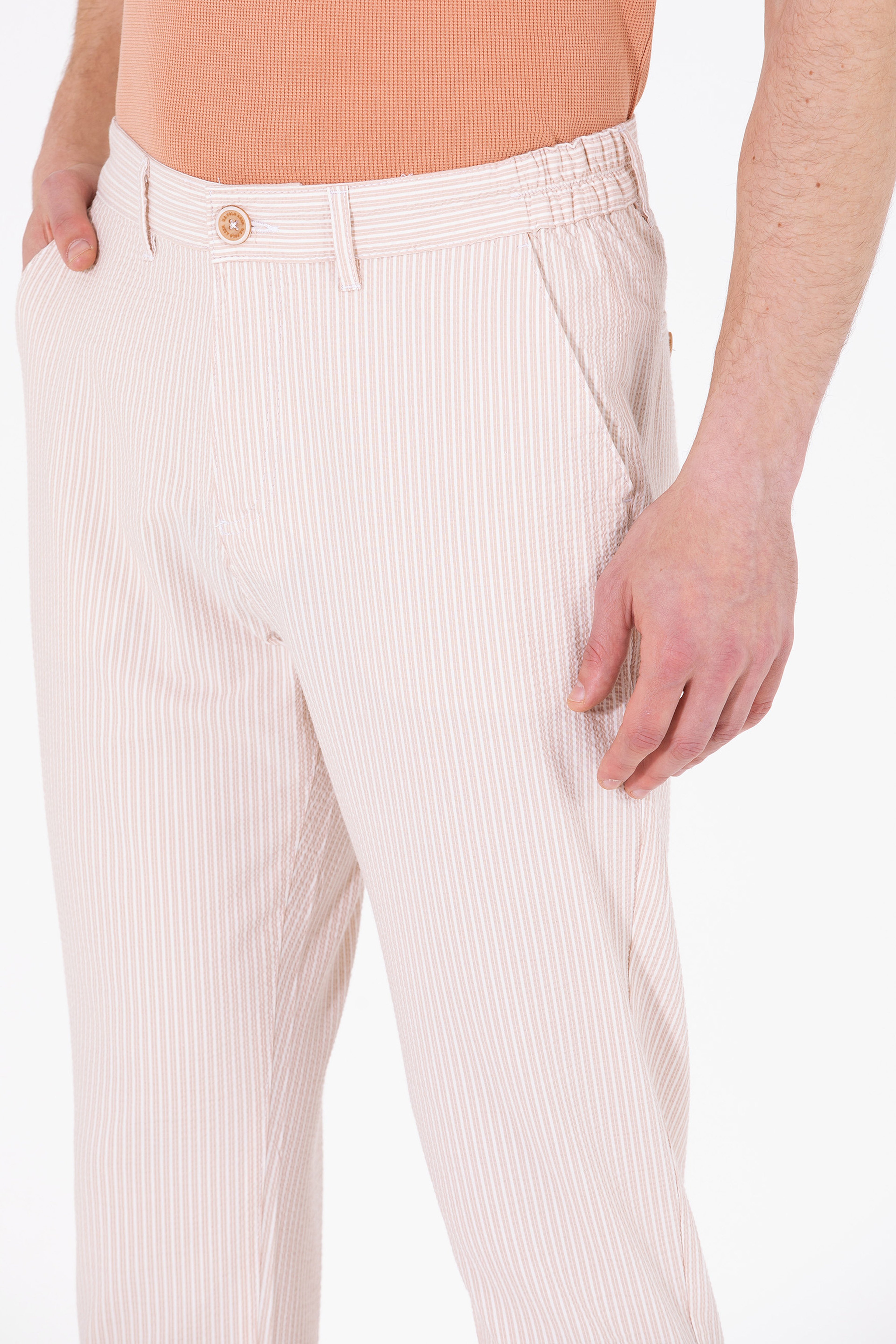Erkek Carrot Fit Camel Kanvas Pantolon - Image 6
