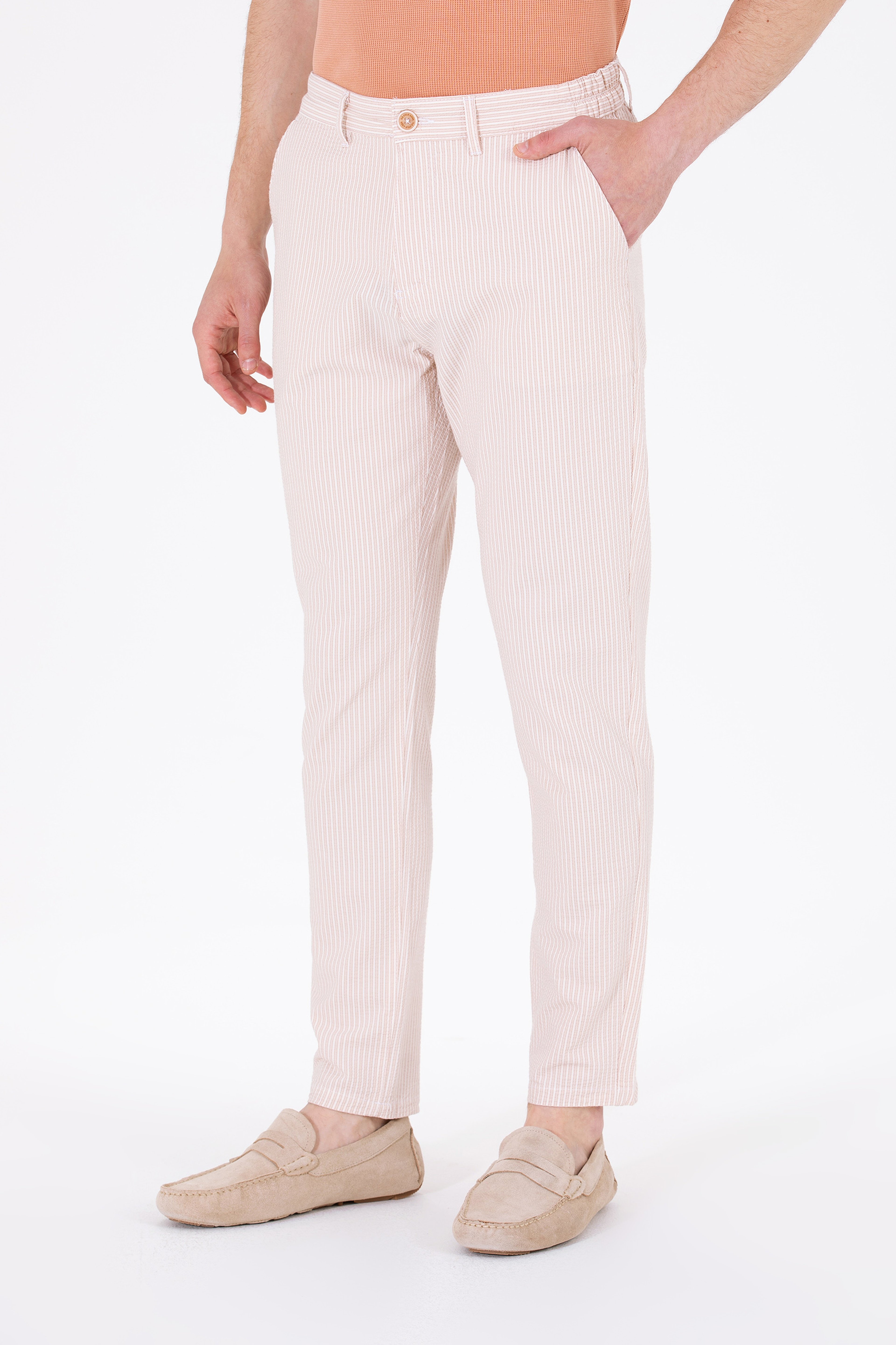 Erkek Carrot Fit Camel Kanvas Pantolon - Image 2