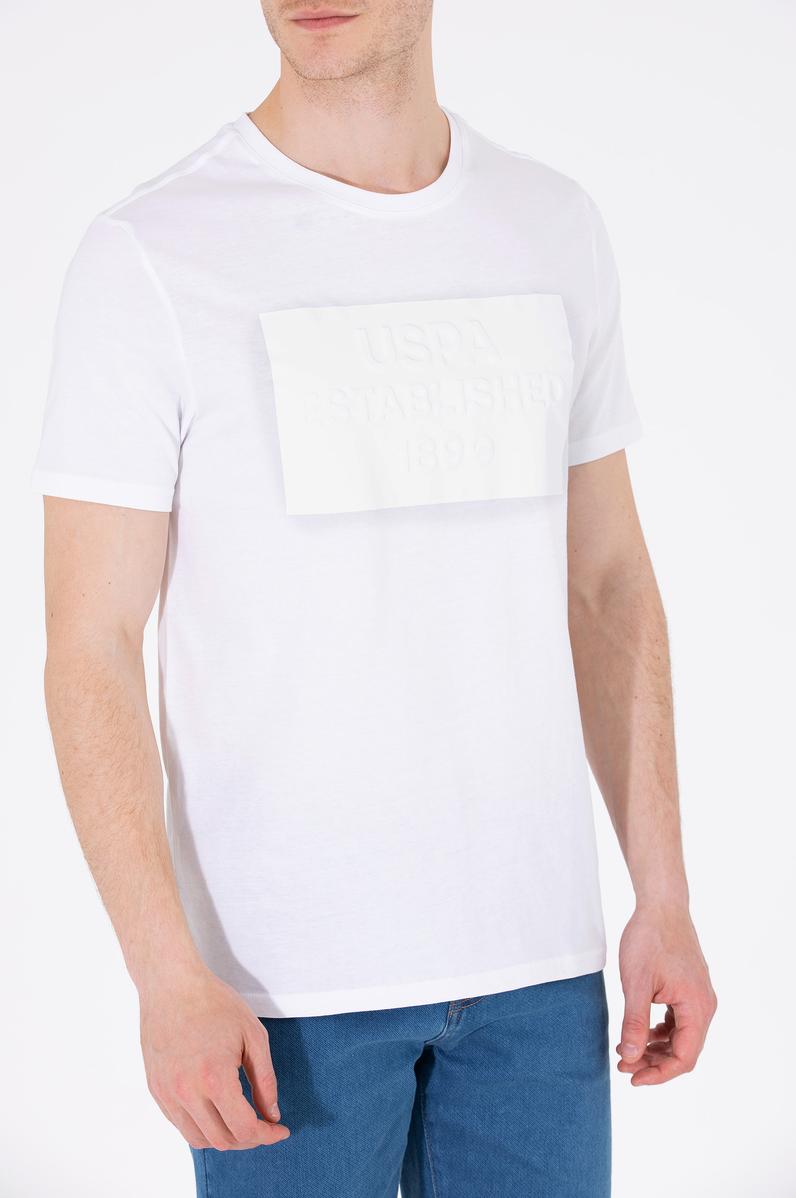 Erkek Beyaz Bisiklet Yaka Tişört