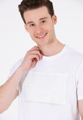 Erkek Beyaz Bisiklet Yaka Tişört - 50263564043