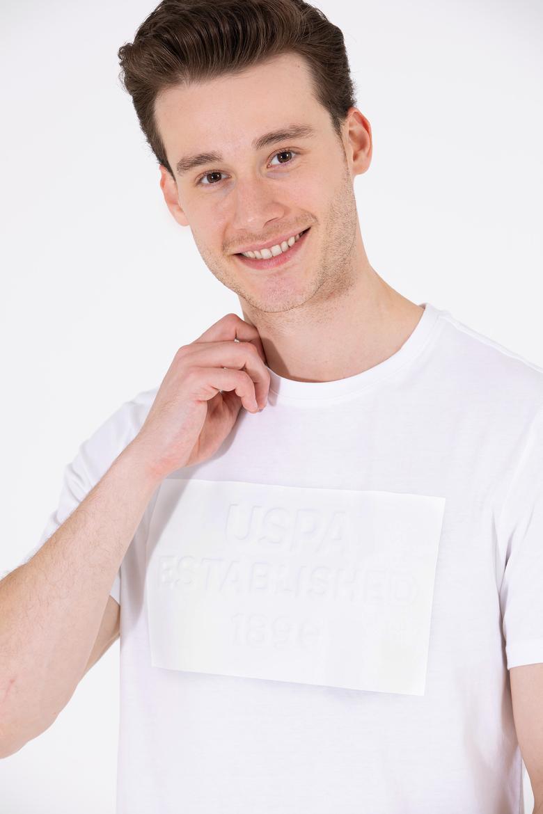 Erkek Beyaz Bisiklet Yaka Tişört - 50263564043