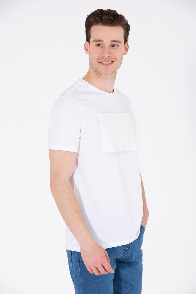 Erkek Beyaz Bisiklet Yaka Tişört - 50263564043