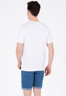 Erkek Beyaz Bisiklet Yaka Tişört - 50263564043