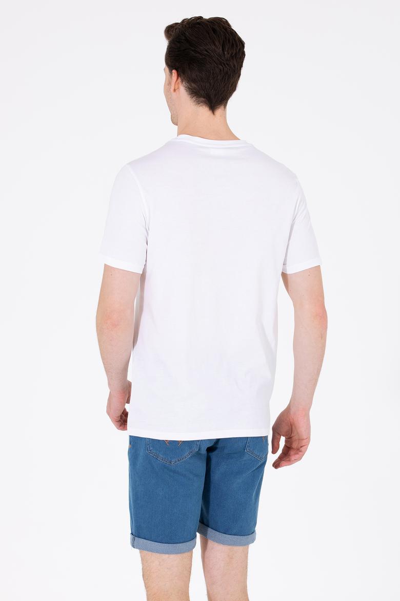 Erkek Beyaz Bisiklet Yaka Tişört - 50263564043