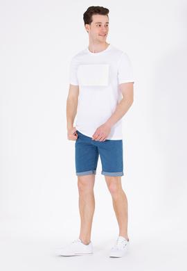 Erkek Beyaz Bisiklet Yaka Tişört - 50263564043