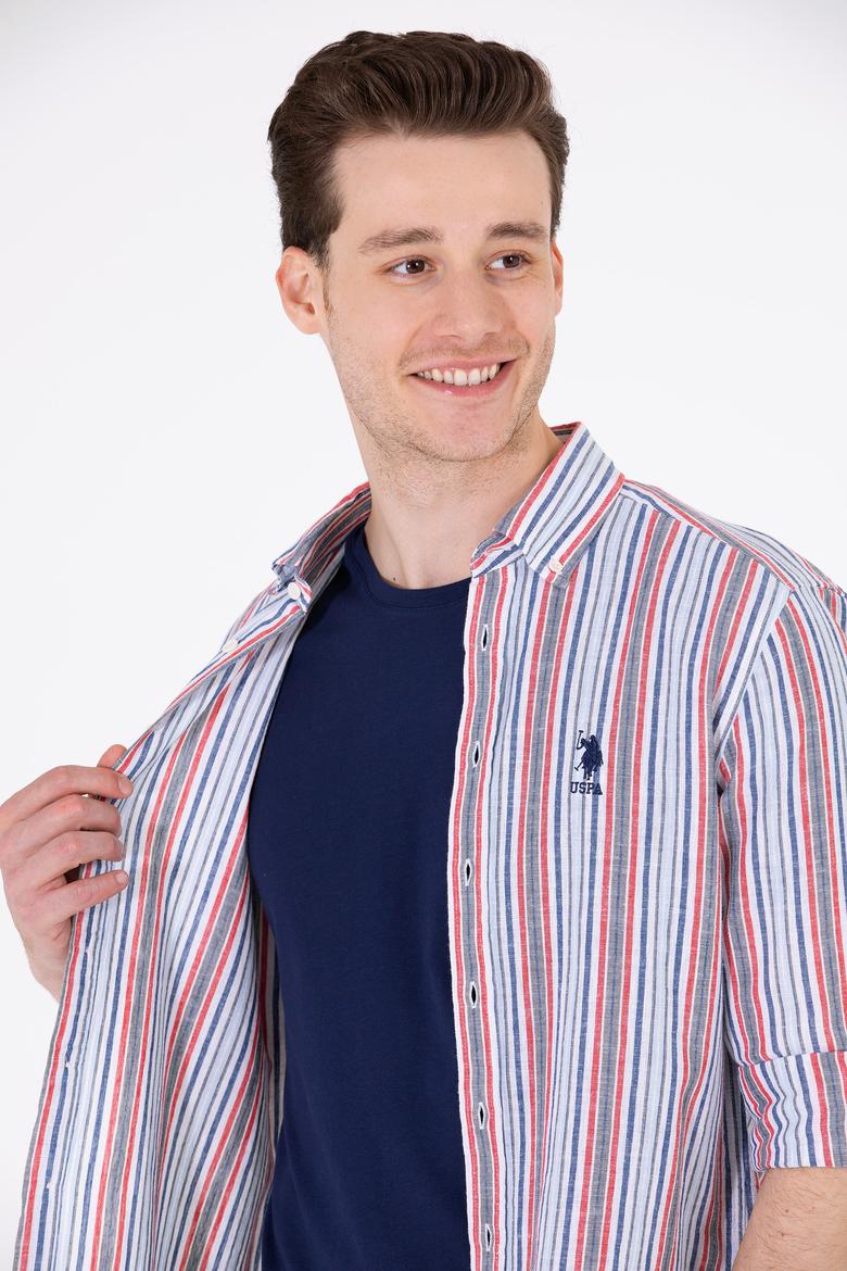 Erkek Çizgili Lacivert Gömlek - 50263698008