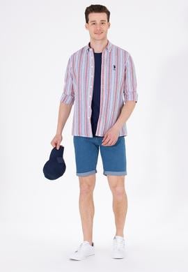 Erkek Çizgili Lacivert Gömlek - 50263698008