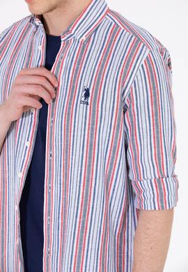 Erkek Çizgili Lacivert Gömlek - 50263698008