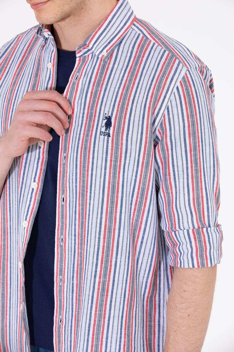 Erkek Çizgili Lacivert Gömlek