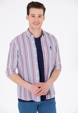 Erkek Çizgili Lacivert Gömlek - 50263698008