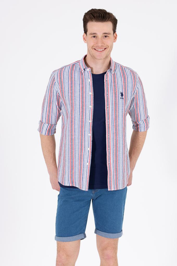 Erkek Çizgili Lacivert Gömlek