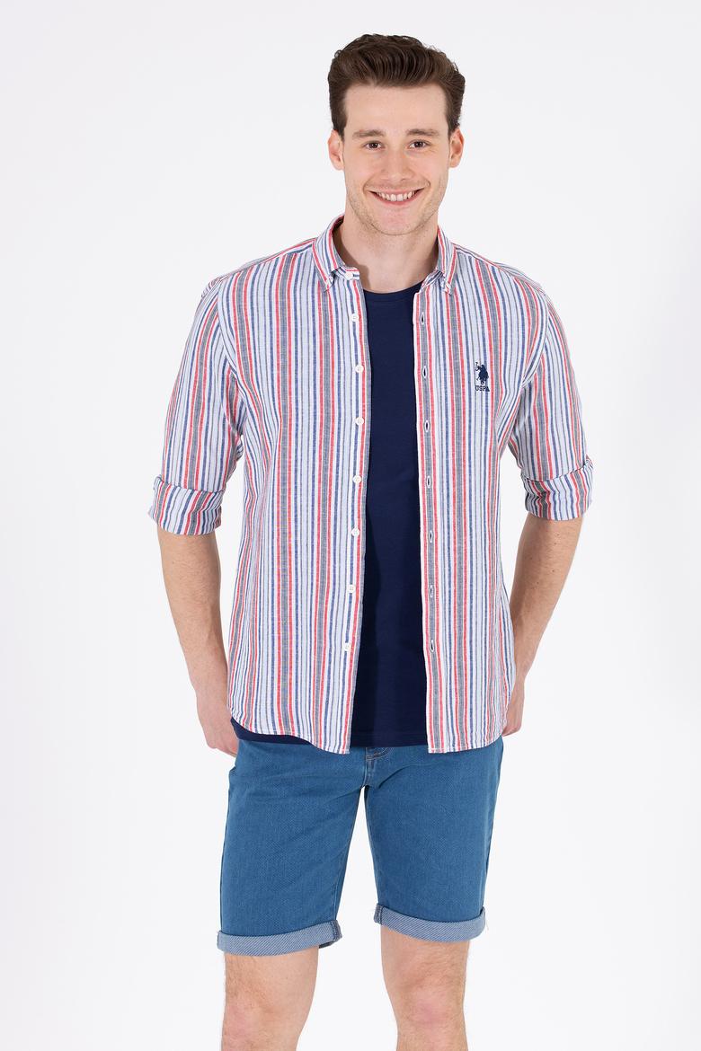 Erkek Çizgili Lacivert Gömlek
