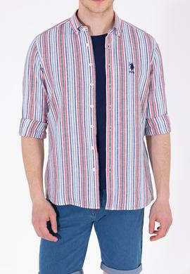 Erkek Çizgili Lacivert Gömlek - 50263698008