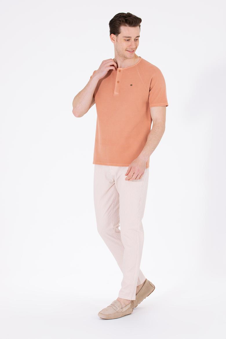 Erkek Pudra Bisiklet Yaka Tişört - 50263495057