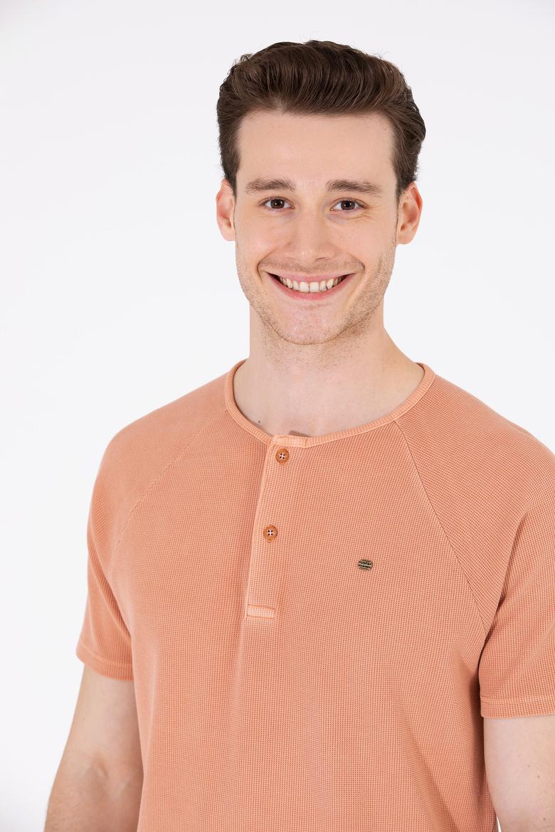 Erkek Pudra Bisiklet Yaka Tişört - 50263495057