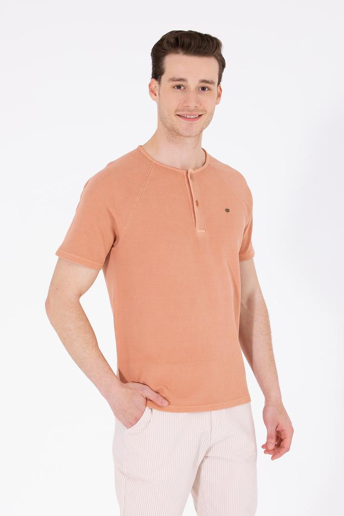 Erkek Pudra Bisiklet Yaka Tişört